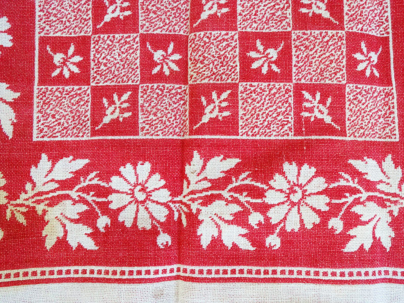 French Red and Write Jacquard Textile