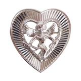 Vintage Monet Silver Heart Pin / Brooch with Cupid and Bow and Arrows
