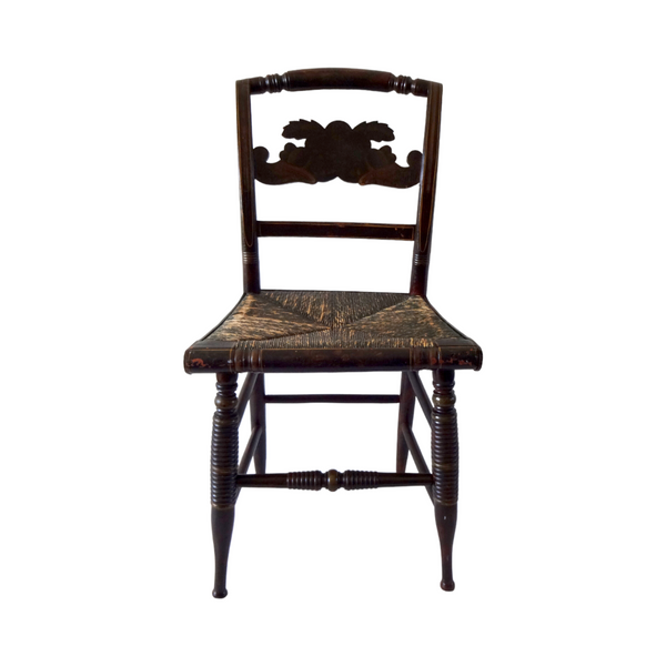 Early 19th Century Early Hitchcock Cornucopia Rush-Seat Chair