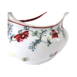 Antique c. 1790-1810 New Hall Creamware Porcelain Small Pitcher / Creamer / Sauce Gravy Boat w/ Red & Blue Flowers