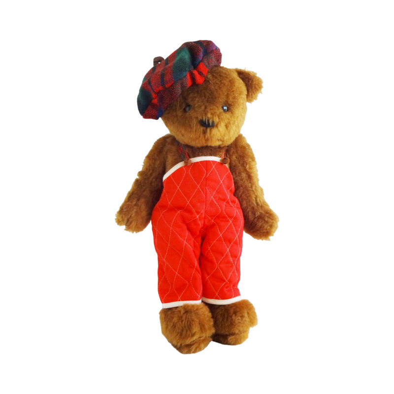 Vintage Collector's Teddy Bear Stuffed Animal with Scottish Tam