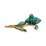 Vintage 1960s Green and Turquoise Blue Enamel Flower Pin /Brooch