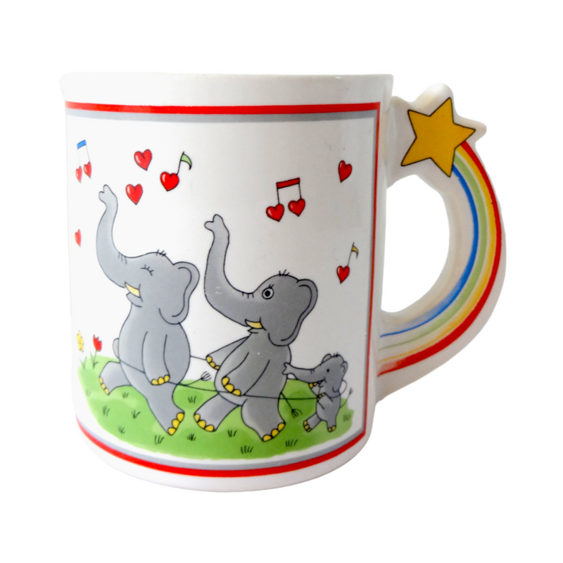 Vintage Elephants, Hearts, and Rainbows Mug