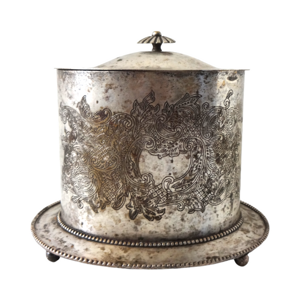 c. 1850 Silverplate Biscuit Barrel Box