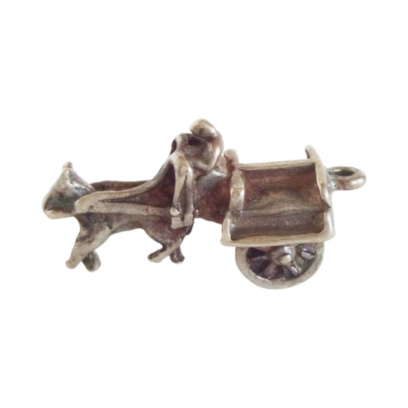 Vintage Silver Horse and Carriage Charm