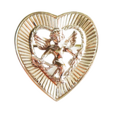 Vintage Monet Silver Heart Pin / Brooch with Cupid and Bow and Arrows