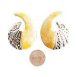 Vintage Gold Enamel Pierced and Embossed Metal Hoop-Style Earrings