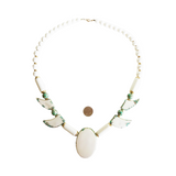 Vintage Marbled Green and White Ceramic Necklace