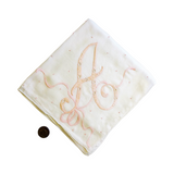 Vintage Monogrammed "A" Pink Ribbon Applique Embroidered Handkerchief / Hankie