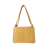 Vintage Tan Perforated Faux Leather Box Purse / Shoulder Bag