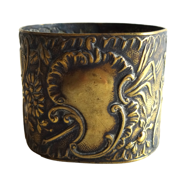 French Art Nouveau Repoussé Brass Napkin Ring