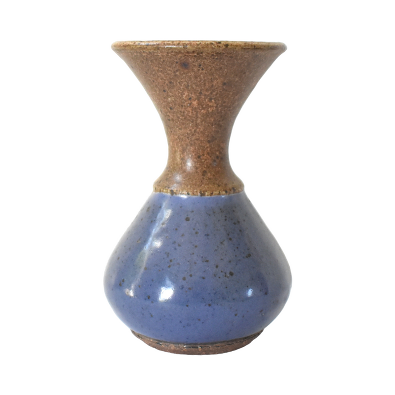 Art Pottery Blue Earthenware Fluted Vase