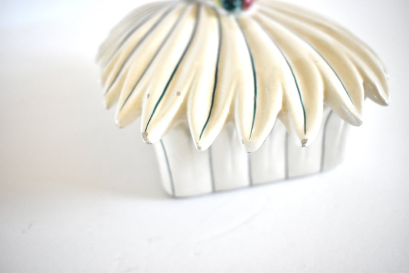 Italian Ceramic Trinket Box With Palm Frond