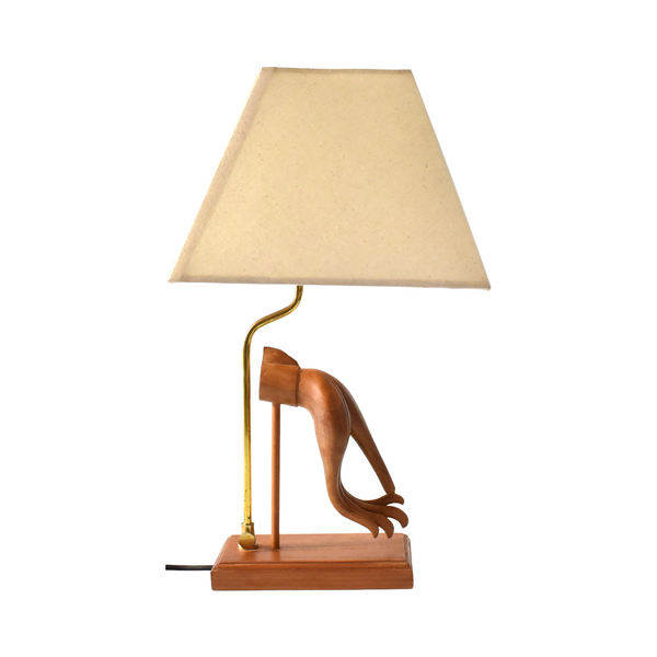 1950s Mid-Century Modern Carved Teak Hand Sculpture Table Lamp