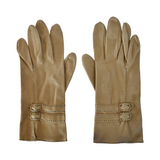 Pair of Vintage Tan Stretch Gloves with Buckles