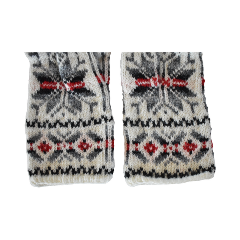 Pair of 100% Wool Knit Fairisle Mittens