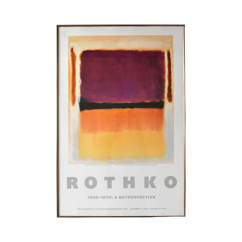 Vintage 1978 Rothko Retrospective Lithograph Poster Print "Violet, Black, Orange, Yellow on White and Red" 1949