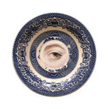 Collection of 5 Lover's Eye Paintings on Blue Willow Chinoiserie Plates