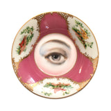 Lover's Eye Painting on a Pink Dish with Birds