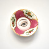 Lover's Eye Painting on a Pink Dish with Birds