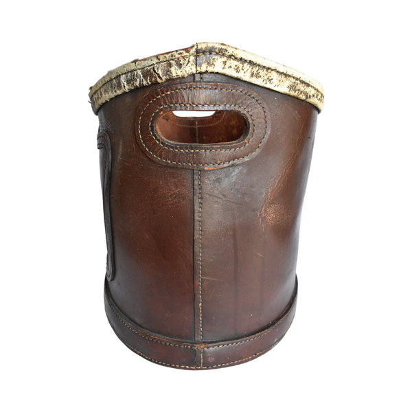 Antique Spanish Leather Grain Bucket