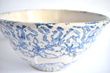 Antique Large 19th-Century Blue and White Spongeware Bowl