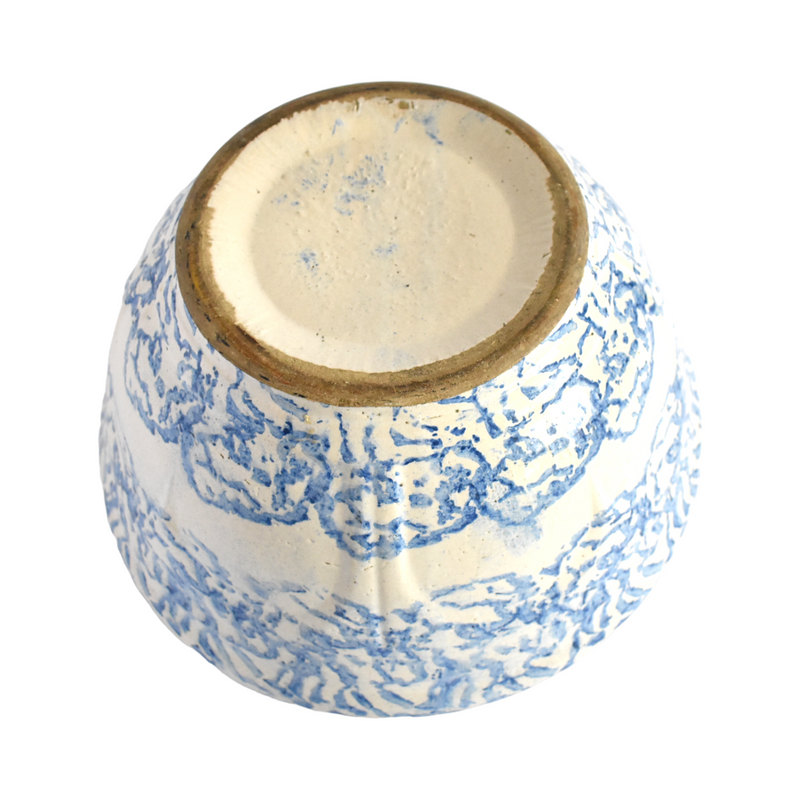 Antique Large 19th-Century Blue and White Spongeware Bowl