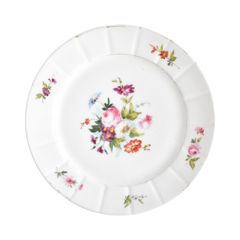 Antique Botanical Porcelain Dessert Plates