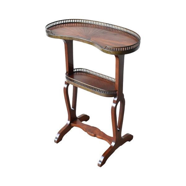 Antique French Rognon Parquetry & Galleried Side Table
