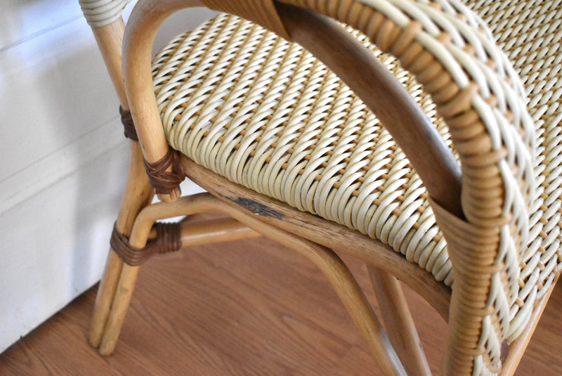 Set of 4 Cream French Rattan "Riviera" Style Armchairs