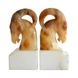 Pair of Antique Marble Ibex Bookends