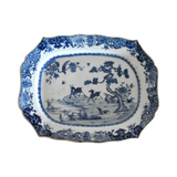 Pair of Qianlong Blue Underglaze Chinese Export Porcelain Deer Plates or Platters