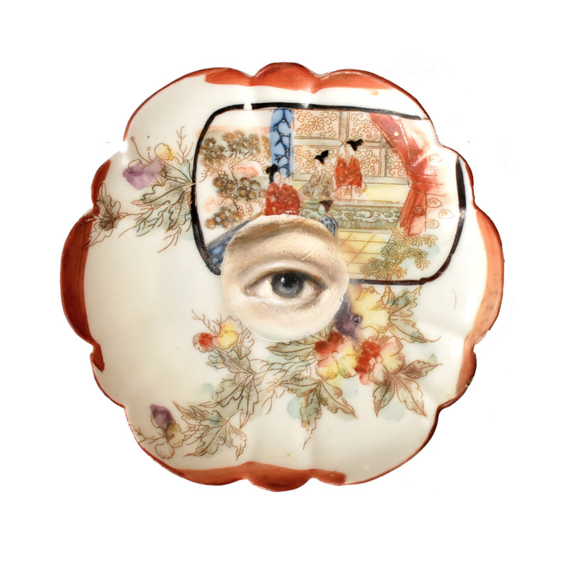 New! - Lover's Eye Painting on a Japanese Plate with Geishas