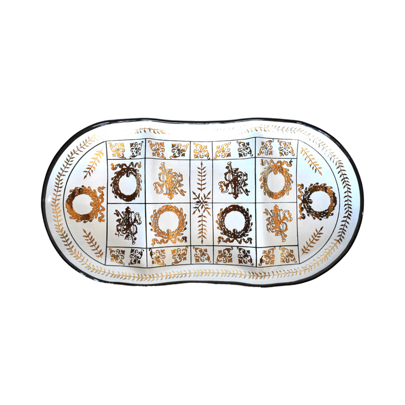 Mid-Century Neoclassical Briard-Style Partitioned Smoke Glass Tray