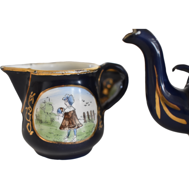 Antique German Enamel Child's Tea Set