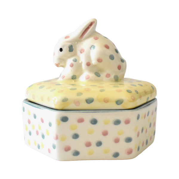 Late 20th Century Italian Rabbit Ceramic Trinket Box