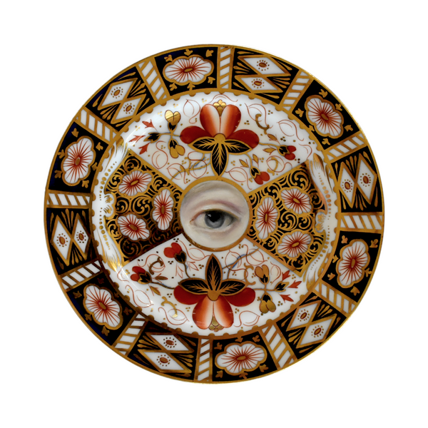 Lover's Eye Painting on an English Imari Plate