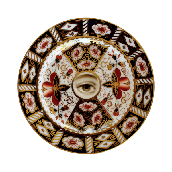 Lover's Eye Painting on an English Imari Plate