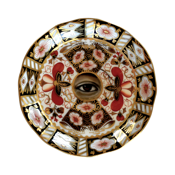 Lover's Eye Painting on an English Imari Plate