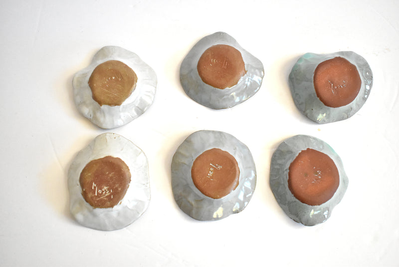 Mid-Century Signed Handmade Ceramic Small Pastel Bowls - Set of 6