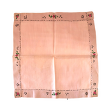 Vintage c. 1920s Colorful Pink Embroidered Handkerchief
