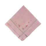 Set of Three (3) Vintage Antique Colorful Pink, Green, Purple Handkerchiefs
