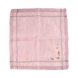 Set of Three (3) Vintage Antique Colorful Pink, Green, Purple Handkerchiefs