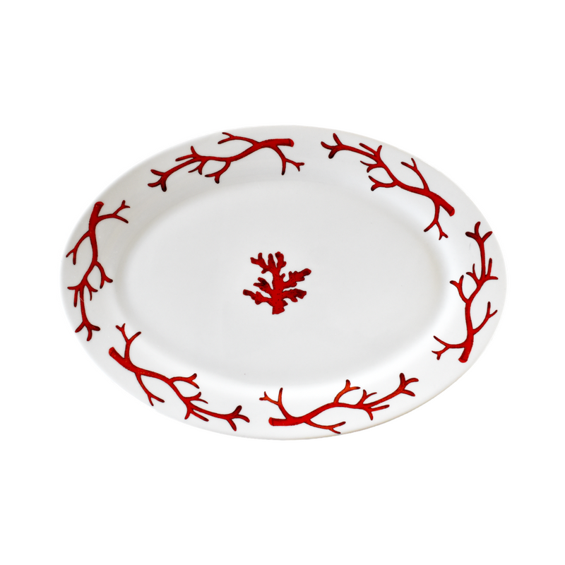 Red Coral Oval Platter