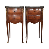 Pair of Antique French Louis XVI Style Ormolu Marble-Top Side Tables