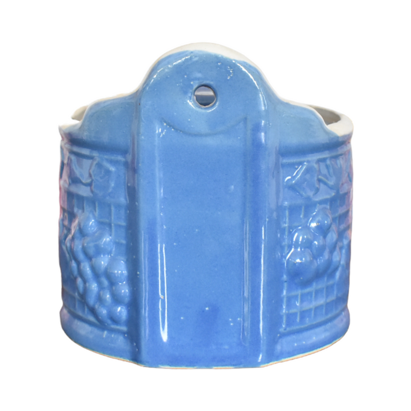 Antique Blue Stoneware Salt Box