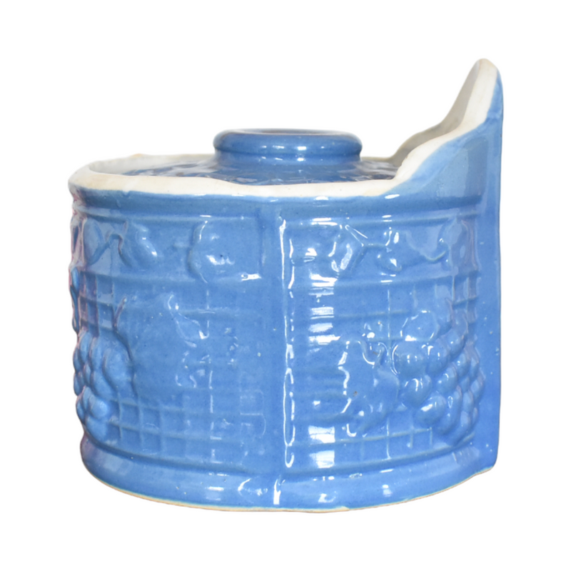 Antique Blue Stoneware Salt Box