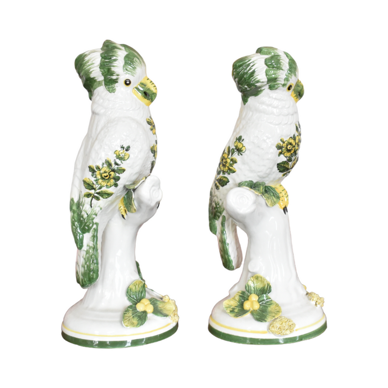 Pair of Italian Ceramic Cockatoos