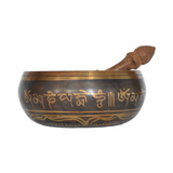 Tibetan Brass Singing Bowl with 5 Dhyani Buddhas