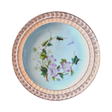 Antique Blue Botanical Hand-Painted Porcelain Plates - Set of 10